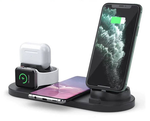WD-01 | QI dok pre Apple iPhone Airpods Watch | 15W bezdrôtová nabíjačka | 3 konektory - USB-C / Lightning / Micro USB