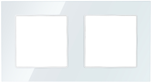 SC80-2 | Doppelrahmen für Steckdosen-Einsatz F60 | Weißes gehärtetes Glas
