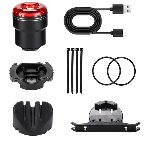 Slim achterlicht voor de fiets | LED-verlichting met remsensor | IP65 waterdicht LED-achterlicht voor op de fiets met remfunctie en USB-oplaadfunctie | WD-SR