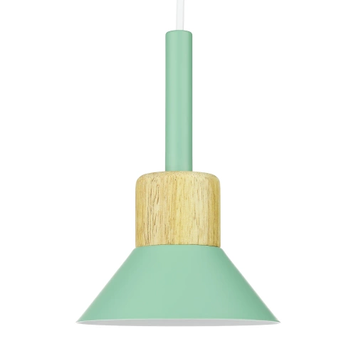 Pendul cu abajur verde și elemente din lemn | stil scandinav minimalist cu soclu E27 | YG-XD002B-G