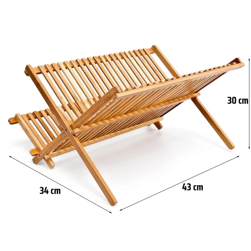 Secador de platos de bambú | Escurridor de dos niveles | KBT-427