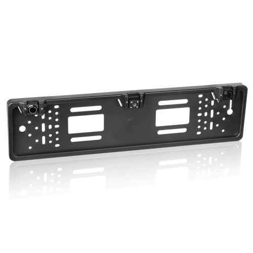 Cadre de plaque d'immatriculation avec caméra de recul et capteurs de stationnement - 3 en 1 | Cadre de caméra de recul avec capteurs - grand angle, LED, étanche IP67