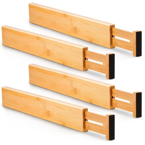 Organisateur de tiroirs de meubles | Séparateurs de tiroirs en bambou | Compartiments extensibles | KBT-D456