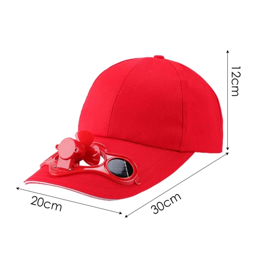 SFH-8934-ROSSO | Cappello solare con mulino a vento | Berretto da baseball con ventola incorporata | Tappo di raffreddamento