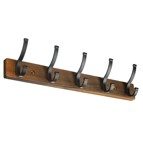  HG-50CM-WOOD | Wooden hanger for jackets, clothes | Wall hanger for the hall | Hanger with 10 hooks