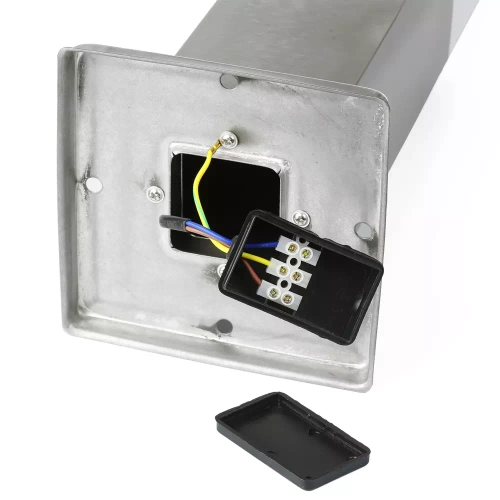 LLF-65CM | Staande tuinlamp, vierkante paal voor een E27 lamp | Voeding 230V, RVS | RVS, 65cm