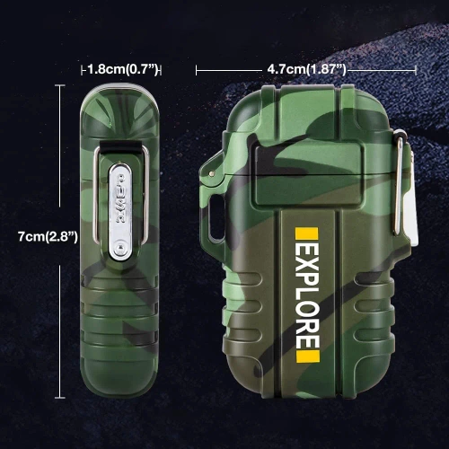 JL-F12-Green | Plasma lighter | Survival waterproof lighter | Lighter charged via USB