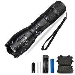 TL-505 | XML-T6 CREE aluminum LED tactical flashlight | zoom function, 18650 rechargeable battery, charger + cable, case | 1200lm, 5 lighting modes