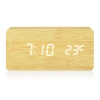Orologio digitale in legno con display LED e termometro | Sveglia con 3 allarmi | SXM-016