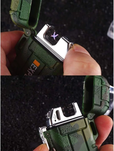 JL-F12-Zelená | Plazmový zapaľovač | Survival vodeodolný zapaľovač | Zapaľovač nabíjaný cez USB