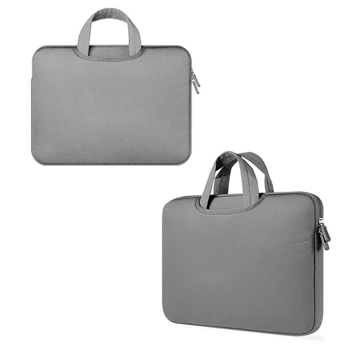 BR04 | Borsa in neoprene, custodia per laptop 15,6" | manici, due tasche laterali | grigio