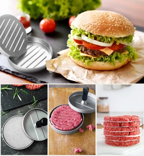 HM-S117-SØLV | Burger form | Kødpresse | En form til tilberedning af kød til grillen