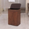 RYL-100L-DABR | Cesto de roupa suja marrom | Recipiente de brinquedo de bambu | Cesto de roupa em madeira | Cesto de roupa suja com dois compartimentos para banheiro