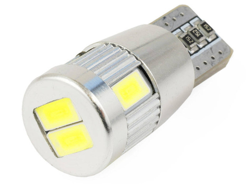 Autó LED izzó W5W T10 6 SMD 5630 SUPER CAN BUS lencse nélkül