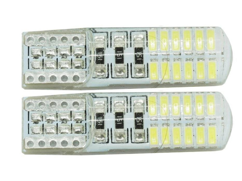 Autó LED izzó W5W T10 24 SMD 4014 CAN BUS Szilikon