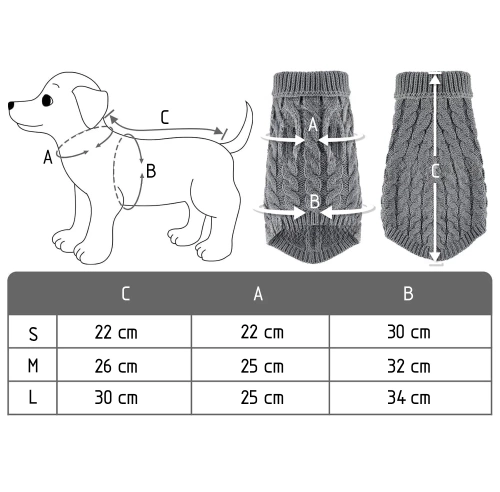 Blød og fleksibel hunde- og kattesweater | størrelse S | sort | PET-014S-BLACK