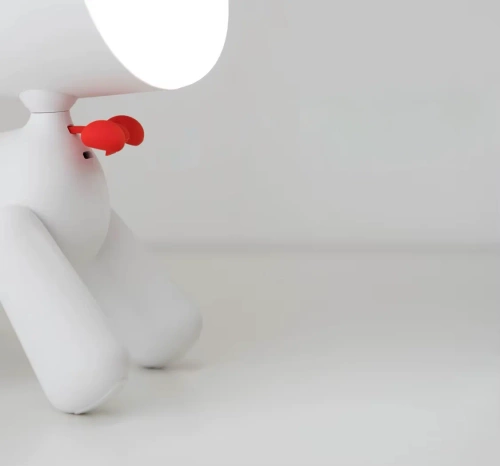 Aranyos kutya alakú LED asztali lámpa, fényerőszabályzással és USB-akkumulátorral | Waggy Puppy íróasztali lámpa | YG-TD104-W