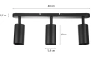 MS-GU10-3 | Lampada da soffitto a tre punti, 3 faretti orientabili GU10 neri
