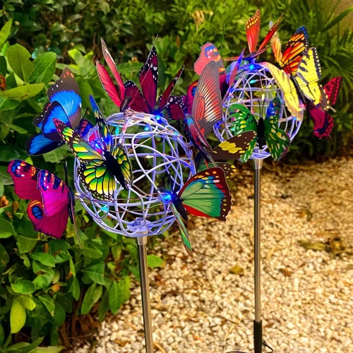 FLD-09-C | Butterflies LED solar garden lamp | 65cm, 600mAh