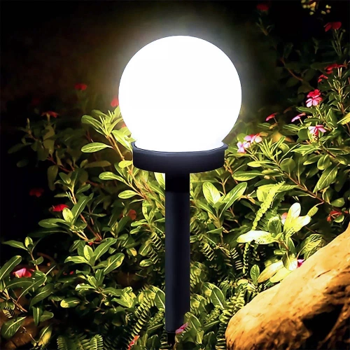 YNG-105-WC | Garden solar lamp white ball 10cm