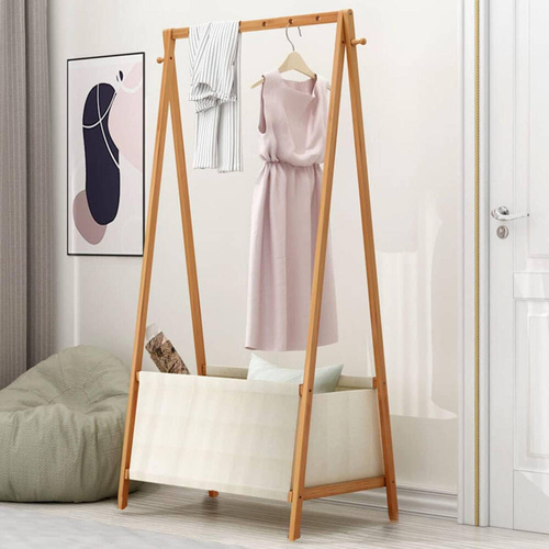 BYY-0346-YW | Movable clothing stand with basket