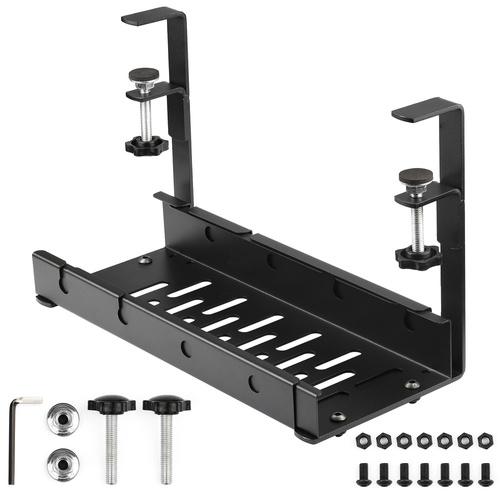 CWT-O3 | Justerbar kabelbeholder under skrivebordet 29-53 cm | Kurv, guide, håndtag | Sort