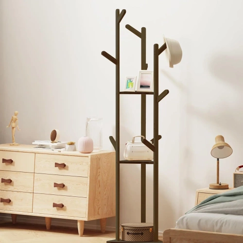 BYY-502-RW | Appendiabiti con ripiani | bambù scuro