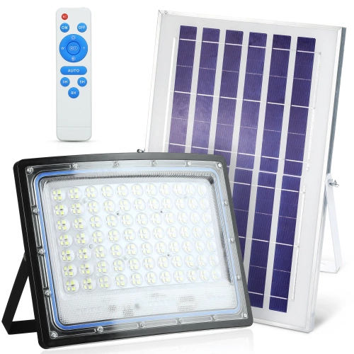 LED-Flutlichtstrahler | 50 W mit Fernbedienung, Solarpanel, IP66, 1.500 lm | LD66-50W