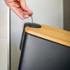 GY-TC5L | Bathroom waste bin | rectangular, bamboo cover, pedal | 5 liters, black