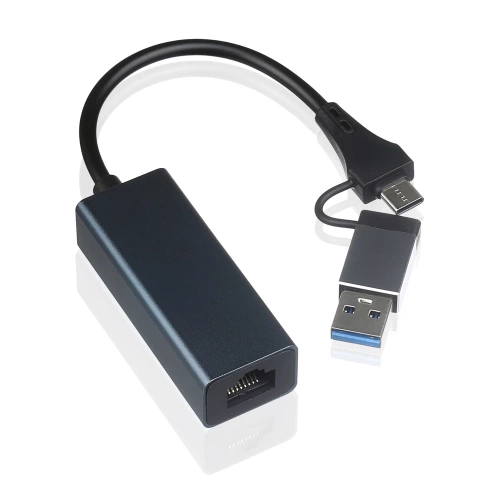 JC-WK03-СИВ | Ethernet USB 3.0 мрежова карта | 2в1 адаптер | USB-C адаптер