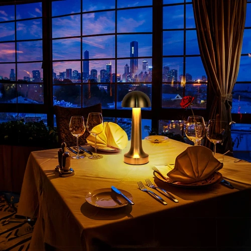 HJA11-OURO | Candeeiro de mesa sem fio | Candeeiro nocturno sensível ao toque com cor de luz ajustável | Lâmpada USB COGUMELO