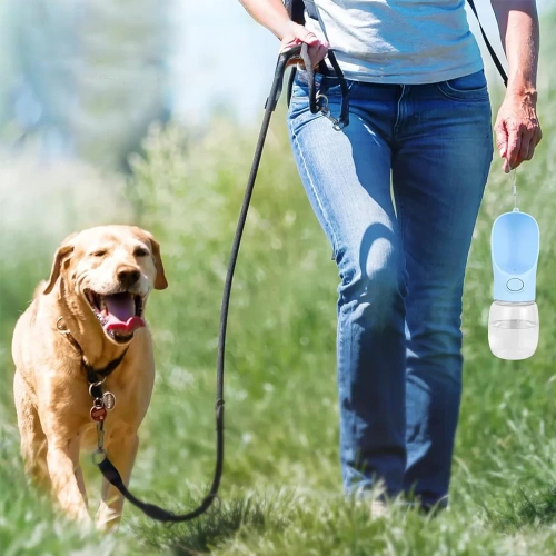 PAC-500ML-BLUE | Портативна поїлка для тварин | Пляшка для води для собаки чи кота | Пляшка для води з прикріпленою чашею