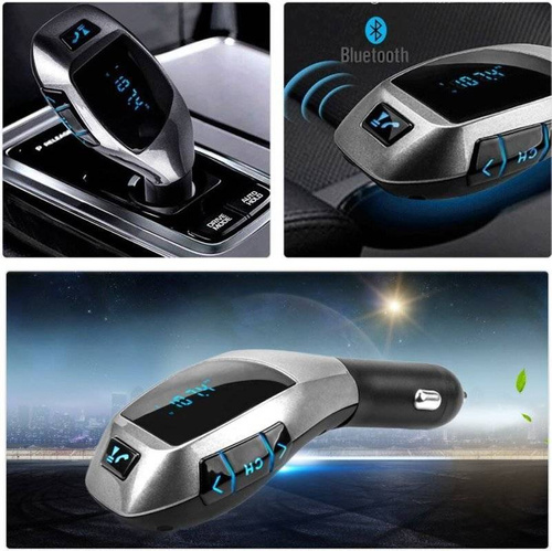 X5| Bluetooth | Trasmettitore FM per auto con display LED | Caricatore USB | Sistema altoparlante