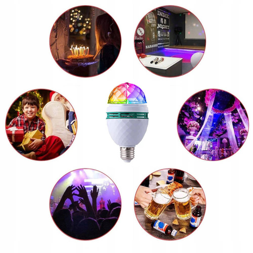MA25-RGB-3W | Rotating disco ball bulb | RGB LED projector | E27