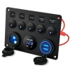 Control panel 12V 24V IP65 with USB | Control panel with illuminated switches | Dual USB charger 2.1 A / 5 V | Cigarette lighter socket 12V 
