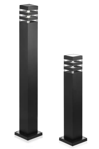 LLS-60CM | Staande tuinlamp, vierkante aluminium paal, mat zwart, 60cm | Voeding 230V, E27 fitting