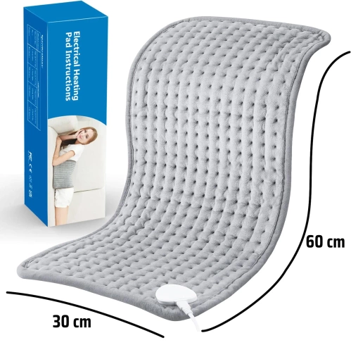 Termoforo elettrico per schiena, muscoli e articolazioni | 30x60 cm | grigio | HPD-3060-Grey