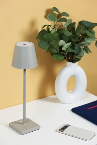 HJA28-CINZA-1 | Candeeiro de mesa com bateria incorporada | Lâmpada noturna sensível ao toque