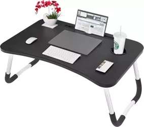 LFD-6040-NOIR | Tapis pour ordinateur portable | Table de petit-déjeuner pliante | Support de lit