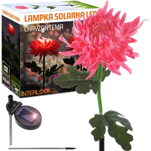 FLD-26-ROSA | Solblomst | Krysantemum LED solar havelampe | 72 cm, 600 mAh