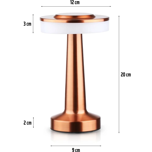 HJA14-MĚĎ | Bezdrátová stolní lampa | Dotyková noční lampa s nastavitelnou barvou světla | USB světlo