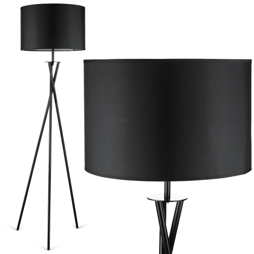 HM113-NOIR | Lampadaire noir | Éclairage moderne et élégant pour le salon et la chambre | Lampadaire noir avec structure en métal