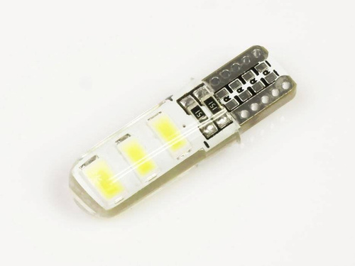 Automobilio LED lempute W5W T10 6 SMD 5630 CAN BUS Silikoninis