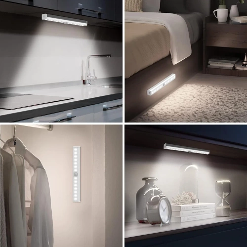 C1565-BRANCO | Candeeiro de baixo do armário sem fios com sensor de movimento e crepuscular | Candeeiro noturno magnético para iluminar o espaço |