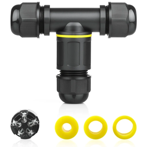 Hermetische Kabelmuffe IP68 | Wasserdichter T-Verbinder 5-polig 450 V 32 A für Kabel 4–14 mm | M685-T1