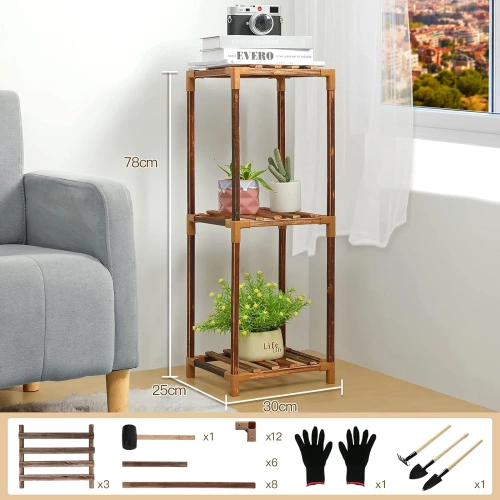 NZ237-BAMBÙ | Portafiori in legno per vasi da fiori | Supporto per piante | Mensola per fiori