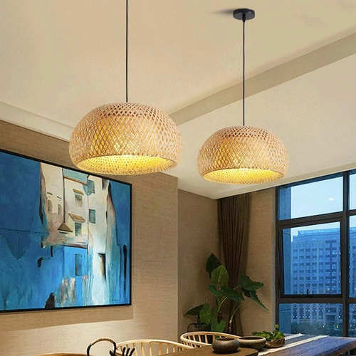 Lampe en bambou naturel | BOHO Tressé | 60cm