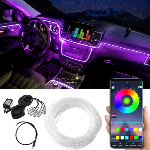 Glasvezel Omgevingslicht LED RGB | Applicatie-ondersteuning | 6 in 1 | 8 meter