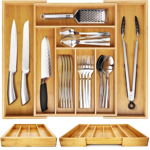 Bestek organizer | Bamboe lade-inzet met 8 vakken | KBT-G844
