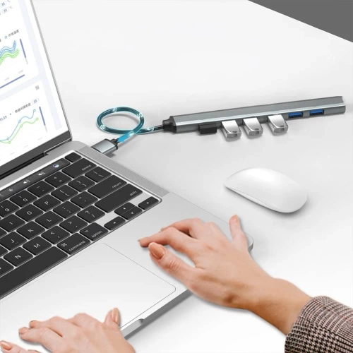 CENTRO | Divisor USB a 7x USB-A | adaptador, divisor 7 en 1